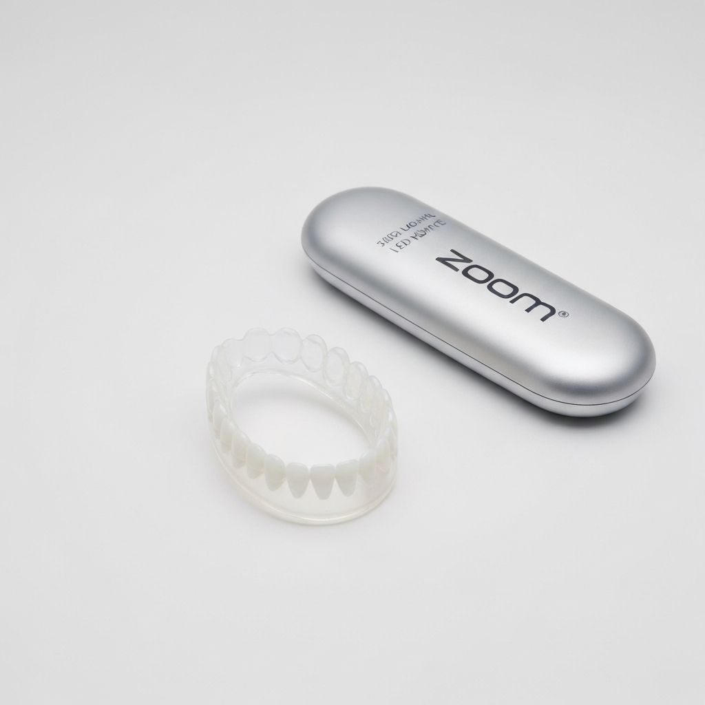 Professional teeth whitening kit with LED light device and custom trays